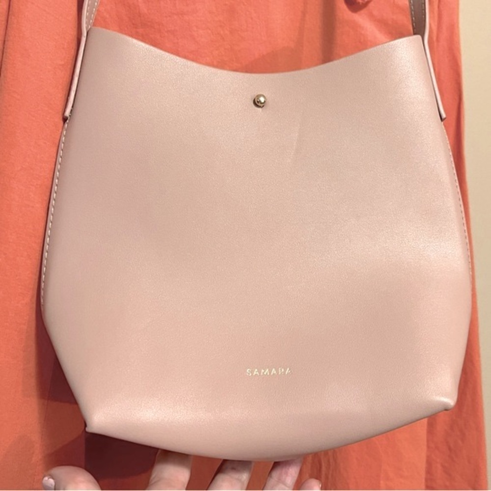 Anthropologie Pink Crossbody Bucket Bag - Picture 5 of 14